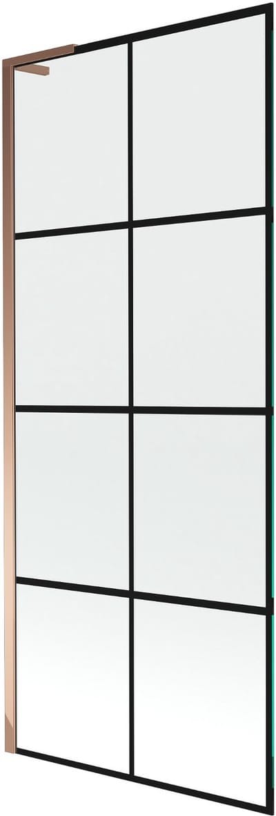 Mexen Next L badwand 1-delig 80 x 150 , zwart raster, roze goud - 895-080-000-03-77-60
