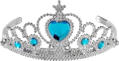 Widmann - Koning Prins & Adel Kostuum - Zilveren Tiara Met Turquoise Steentjes Prinses - Blauw, Zilver - Carnavalskleding - Verkleedkleding