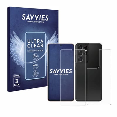 Savvies - Screenprotector voor Samsung Galaxy S21 Ultra 5G (Voor+Achter) - Folie Beschermfolie transparant 6 Stuks