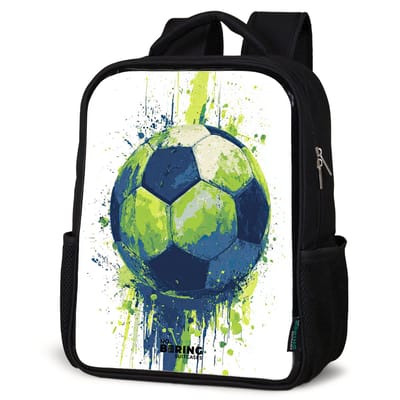 NoBoringSuitcases.com® - Rugzak zwart jongens - Schooltas jongen - NoBoringSuitcases.com® - Rugzak zwart - Schooltas jongen & meisje - Voetbal - Verf - Groen - Blauw - Rugtas voor school - Boekentas kind - Schoolrugzak - Kinderrugzak