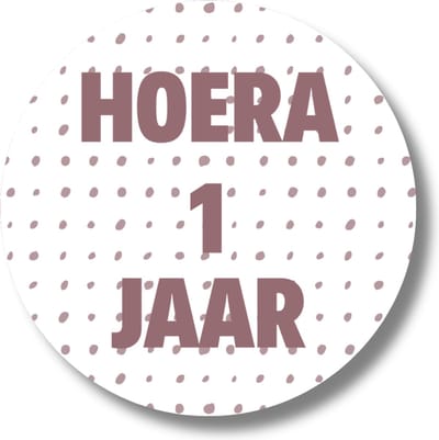 20 x Roze Traktatiestickers Hoera 1 Jaar - Stickervel - Cadeaustickers - Wensetiket - Rond 4 cm - Sluitsticker - 20 stuks - Sticker 1e Verjaardag