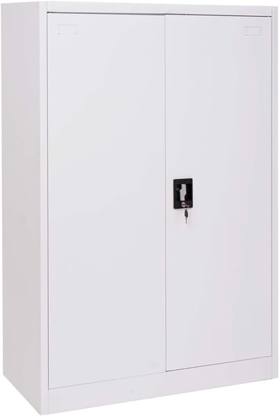 Dossierkast MCW-H17, stalen kast Kantoorkast Kast, 2 deuren afsluitbaar metaal ~ 140x90x40cm wit
