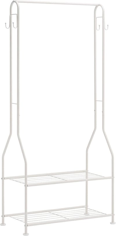 Famanu - Compacte kledingkast met twee onderplanken wit 68x36x150 cm