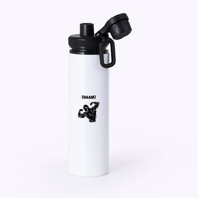 Hacebo® - Bodybuilding met eigen naam waterfles met draaidop zwart - Fitness - Bodybuilder - Sport - water fles - 850ML