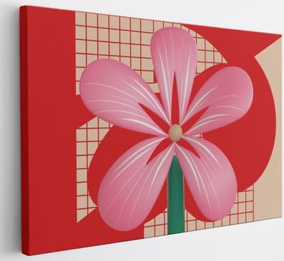 Saammp Canvas Schilderij - Roze Bloem - Abstract - 30x20 - Foto op canvas - Wanddecoratie - Muurdecoratie Woonkamer - Slaapkamer decoratie - Canvas Print