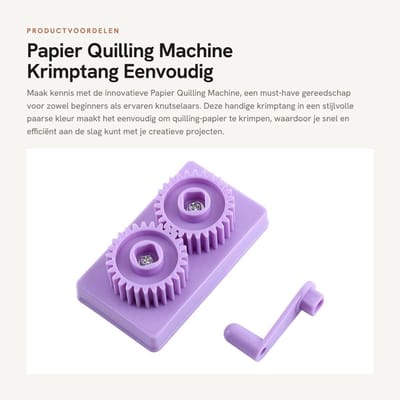 Dailygoods- Krimptang Paars - Quilling Tool - Kunststof - 7x4x4.5cm - Eenvoudig in Gebruik - Voor Mooie Patronen - Quillingtool