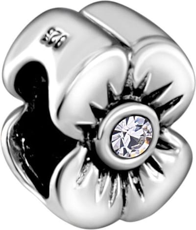 Quiges - 925 - Zilveren - Bedels -Sterling zilver - Beads - Bloem Kraal Charm - Geschikt – voor - alle bekende merken - Armband Z044