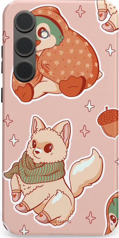 Casetastic hoesje geschikt voor Samsung Galaxy S24 Plus - Dubbellaagse bescherming - Winter avontuur - Fashion Case - Perzik Zand Lichtgrijs