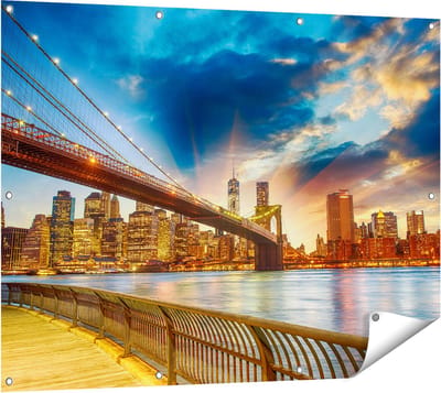 Gards Tuinposter New York Brooklyn Brug - 120x90 cm - Tuindoek - Tuindecoratie - Wanddecoratie buiten - Tuinschilderij