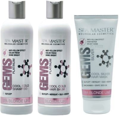 Spa Master No Yellow Set Zilvershampoo + Haarbalsem + Haarmasker – Voordeelverpakking 3 Stuks – voor Grijs, Blond & Gebleekt Haar – Neutraliseert Gele Tinten – 860ml