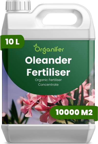 Vloeibare Meststof Voor Oleander 10 L Voor 10000 M2 - Npk 2-1-8 - Bevordert Uitbundige Bloei En Een Langere Bloeiduurtijd - Verbetert De Taksterkte En De Bladkwaliteit Van Groenblijvende Bladeren - Geschikt Voor Alle Oleandervariëteiten- Organifer