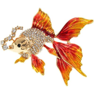 Strass Druppelende Olie Goud Kleur Vis Spuugt Bubbel Broche Dames Creatief Schattig Dier Shirt Jas Accessoire Pin rood
