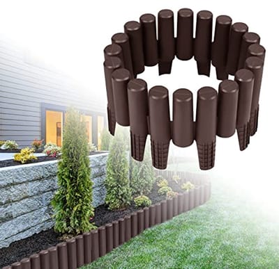 Flexibele kunststof tuinrand met houtlook voor een mooie gazon- en steenscheiding - 10 stuks