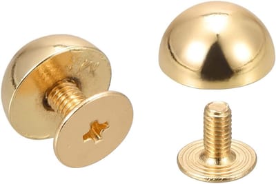 Klinknagels met schroef - Ronde kop - Lederbewerking - Solide bevestiging - 20 sets - Goud