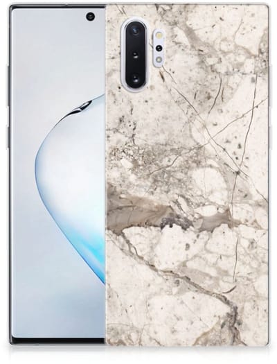 Samsung Galaxy Note 10 Plus TPU Siliconen Hoesje Marmer Beige