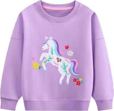 Comfortabel en Warm Sweatshirt voor Meisjes van 2-7 Jaar met Lange Mouwen en Schattige Print, Ideaal voor Casual en Sportieve Activiteiten