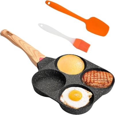 Aurixi® Poffertjespan - Gietijzeren pan - Voor inductie / electrisch - Poffertjes maken - Met Anti Aanbaklaag – Pannenkoekenmaker – Met 4 gaten- Grijs