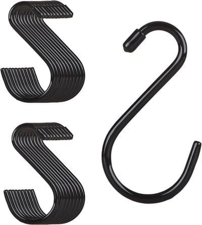 20x Zwarte S-Haken 15cm - Sterke RVS Ophanghaken voor Keuken, Garage en Tuin - Max. 30kg Draagvermogen