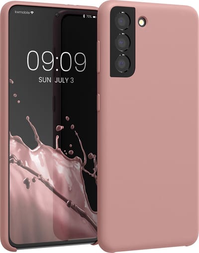 kwmobile telefoonhoesje geschikt voor Samsung Galaxy S21 - Hoesje met siliconen coating - Smartphone case in vintage roze