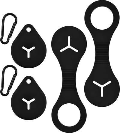 Famanu – 4 stuks houders voor poepzakjes van siliconen, handsfree poepzakhouder met antislip haakdispenser voor hondenriem