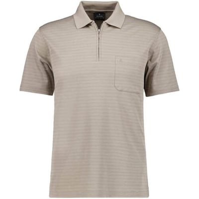 Ragman Polo Softknit Fine Duo Line Zip Collar Beige / male