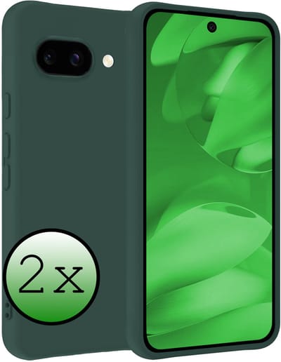 Hoesje 2 Stuks - Geschikt voor Google Pixel 9a - Sterk & Shockproof - Case Siliconen - Back Cover - Telefoon Hoes - Donkergroen