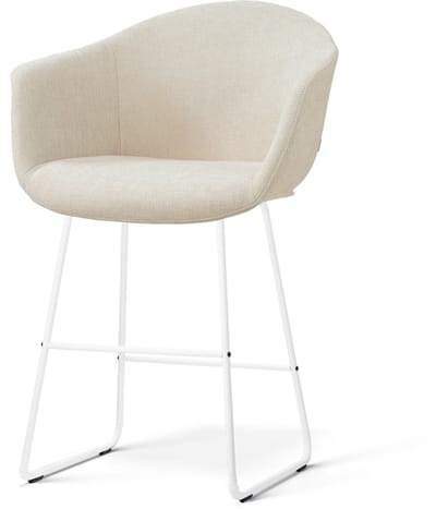 Nolon Nino-Otis Barkruk Cotton Beige - met Armleuning - Wit Onderstel - 65 cm - Stof - Kookeiland - Barkruk met Rugleuning