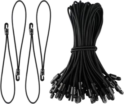 Set van 50 Tension Rubber met Haken, 25 cm Expander voor Multifunctioneel Gebruik, Ideaal voor Camping, Trailer en Zwembad Bescherming
