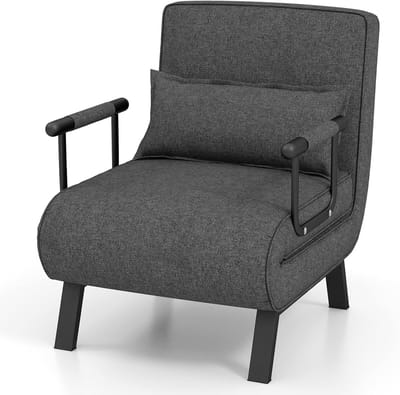 COSTWAY 4-in-1 Slaapstoel 1 persoons - inklapbaar - belastbaar tot 150 kg - slaapbank met 5 standen verstelbare rugleuning - afneembaar kussen - Logeerbed - Slaapfauteuil