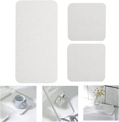 Waterabsorberende steen voor de gootsteen, diatomiet zeepdish, snel drogend, ideaal voor handzeep, planten en toiletartikelen in een moderne woning (Wit)