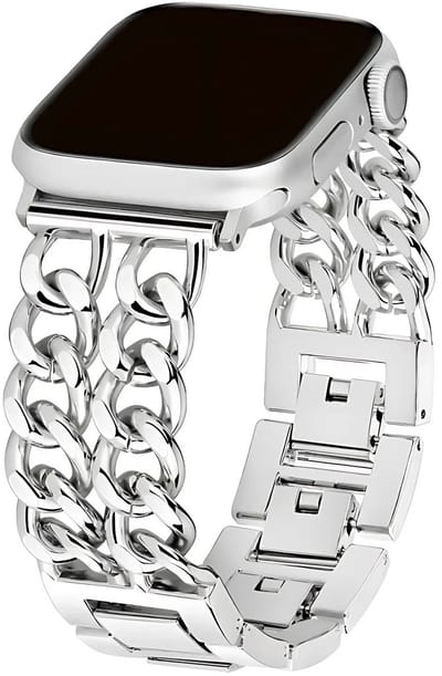 Innerlight® Lara - Gevlochten Stalen band geschikt voor Apple watch - 38/40/41mm - Zilver - Stalen bandje geschikt voor Apple Watch - Geschikt als Apple Watch bandje voor Series 1/2/3/4/5/6/7/8/9/10 42mm/11 42mm/SE