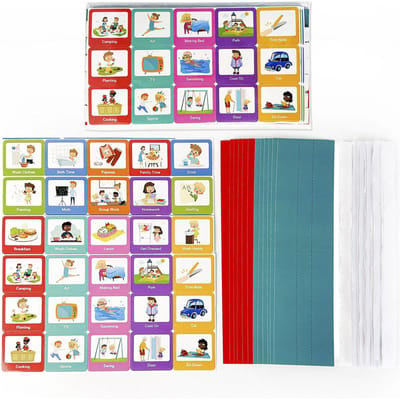 Visueel tijdschema voor kinderen, non-verbale communicatie, visuele ondersteuning, schemaplanning, dagkaart, educatief speelgoed voor jonge kinderen blue