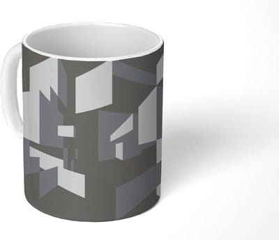 Mok - Koffiemok - 3D - Patronen - Zwart Wit - Mokken - 350 ML - Beker - Koffiemokken - Theemok
