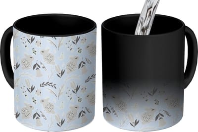 Magische Mok - Foto op Warmte Mokken - Koffiemok - Konijnen - Patronen - Lente - Magic Mok - Beker - 350 ML - Theemok