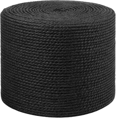 Jute Touw - Natuurlijk touw - Decoratie en projecten - Milieuvriendelijk materiaal - 4 cm dik - Zwart