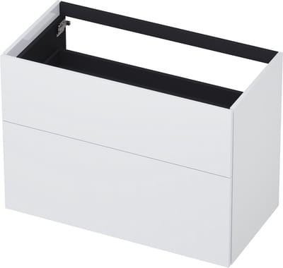 INK® wastafelonderkast 2 laden greeploos push to open gelakt 90x45x65cm, mat wit