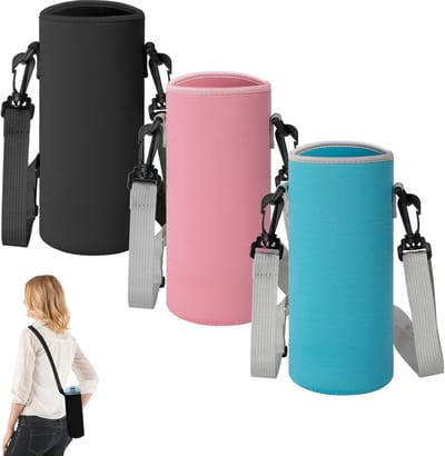 Draagtas waterfles met verstelbare schouderriem - voor kamperen, wandelen en fietsen - 3 stuks