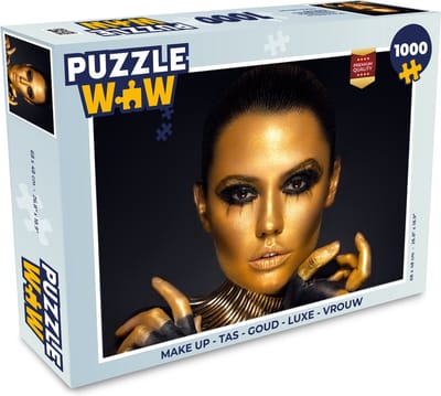 Puzzel Make up - Tas - Goud - Luxe - Vrouw - Legpuzzel - Puzzel 1000 stukjes volwassenen