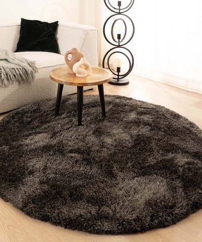 Shaggy vloerkleed rond - Meadow antraciet 100
