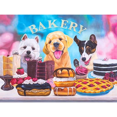Peinture diamant thème  chien gourmand et Dessert , broderie 5D à faire soi-même, motif Animal, point de croix, décoration d'intérieur, cadeau 20X30CM blue