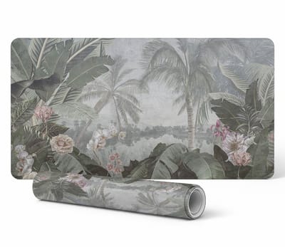 Bureauonderlegger met tropisch junglemotief voor grafisch ontwerpers en kunstenaars, 90x45 cm