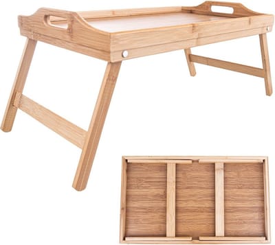 Ontbijttafel Houten Opvouwbaar 50x30x24,5 cm - Bedtafel - Tafeltje - Laptoptafel - Tafeltje - Tablettafel