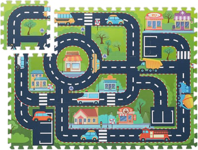 puzzel speelmat - verkeer - 12-delig - 114 x 86 cm - zonder schadelijke stoffen - EVA-schuim