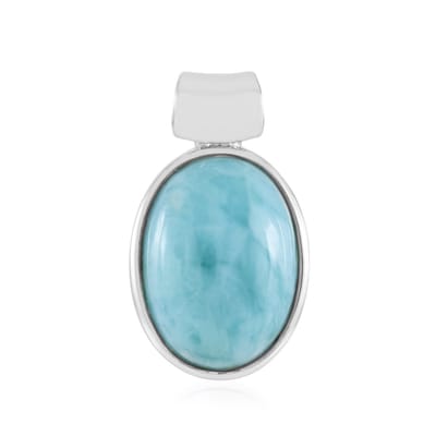 Cavill - Zilveren Hanger 925 Sterling Zilver platina - Larimar Edelsteen 10,66 ct ovaal cabochon - Elegant dames sieraad