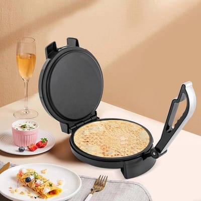Ronde Elektrische Roti Maker met Temperatuurregeling voor Pannenkoeken, Omeletten en Platbrood