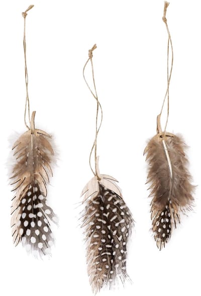 Decoratieve verenhanger houten natuurlijke veer 9,5/10cm 9 st, 9 Stück