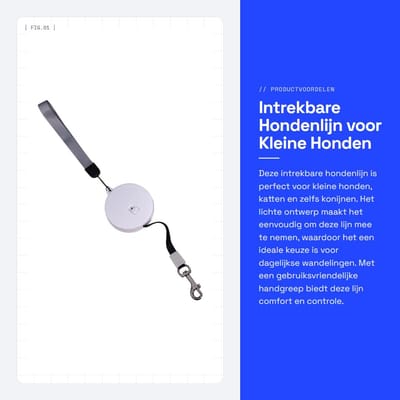Dailygoods- Hondenlijn 3 meter - Intrekbare Rollijn - Draagbaar voor Kleine Honden - Katten - Lichtgewicht 3,5 gram - Polsband voor Vrije Handen - Looplijn