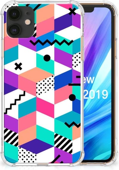 TPU Case Anti-Shock voor Apple iPhone 11 Shockproof Case Blokken Kleurrijk