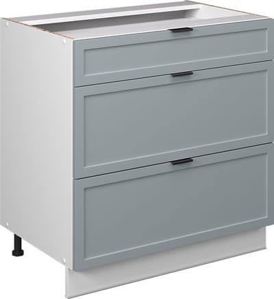 Vicco Fame-Line Keukenonderkast – 80 cm met 3 laden, zonder werkblad Licht blauw-grijs