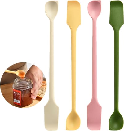 Dubbelzijdige Kleine Schraper Set van 4 - Herbruikbare Deegschrapers voor Bakken, Koken en Roeren, Perfect voor Jampotten en Melkkannetjes, Keukenaccessoires voor Efficiënt Gebruik